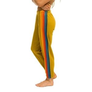 Aviator Nation 5 Stripe Collection Sweatpants Honey Blue Neon Stripes Small